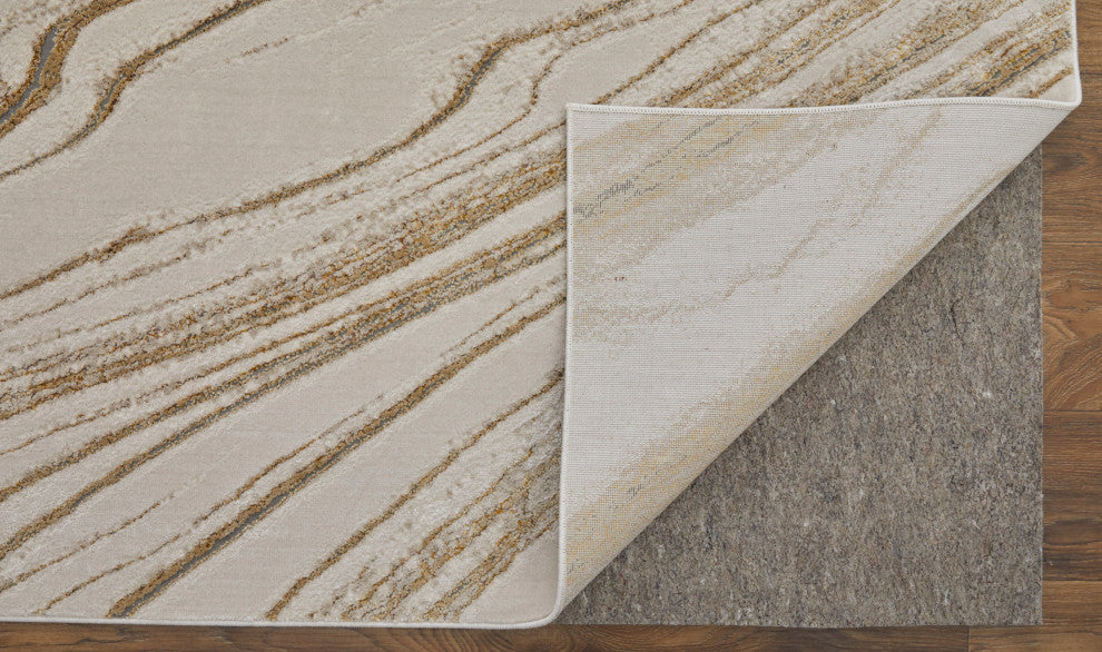 Tripoli Modern Abstract, Ivory/Taupe/Gold, 10'x13'2" Area Rug