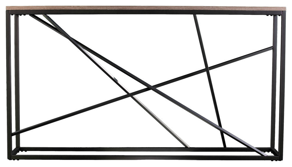 Mannie Faux Stone Skinny Console Table, Gray