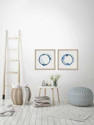 Blue Flash Diptych, Set of 2, 24x24 Panels