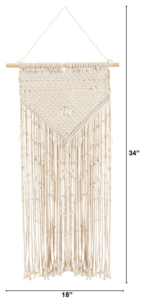 Nearly Natural 7131 34x18 Hand Crafted Boho Macrame Wall Hanging Decor