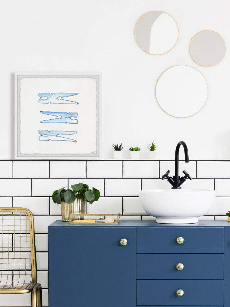 "Clothespins" Framed Painting Print, 12x12