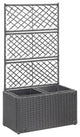 Vidaxl Trellis Raised Bed With 2 Pots 22.8"x11.8"x42.1" Poly Rattan Black
