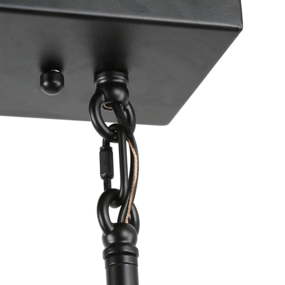 LNC 5-Light Farmhouse Rectangular Wood and Metal Kitchen Island Lighting