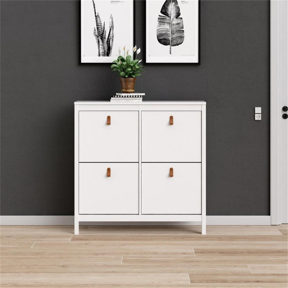 Pemberly Row 4-Drawer Modern Engineered Wood Shoe Cabinet in White
