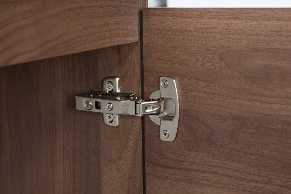 Stufurhome Valeria 59 in. Wall Mounted Bathroom Vanity without Mirror, Walnut, D