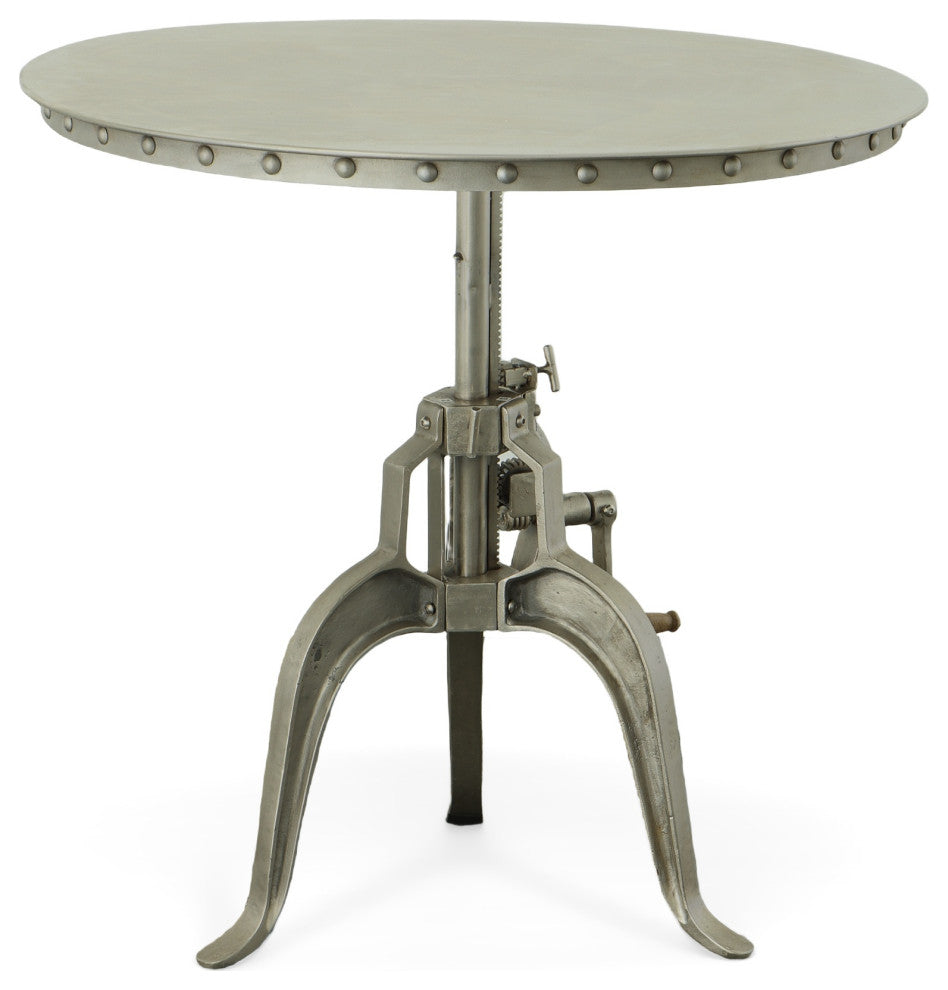 Mundra Adjustable Crank Table, Antique Nickel