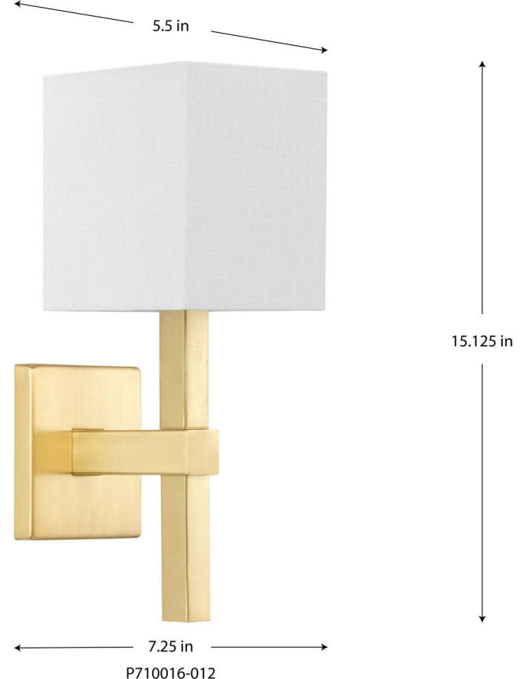 Metro Collection 5-1/2" 1-Light Satin Brass Vanity Light Summer Linen Shade