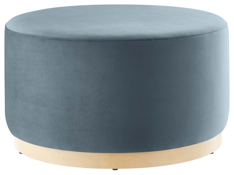 Tilden Large 29" Round Performance Velvet Upholstered Ottoman