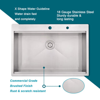 30" double hole single basin undermount kitchen sink