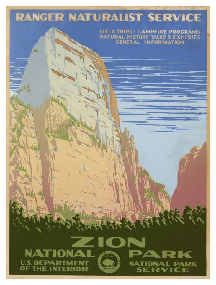 "Zion National Park, ca. 1938" Paper Print by Ranger Naturalist Service, 20"x26"