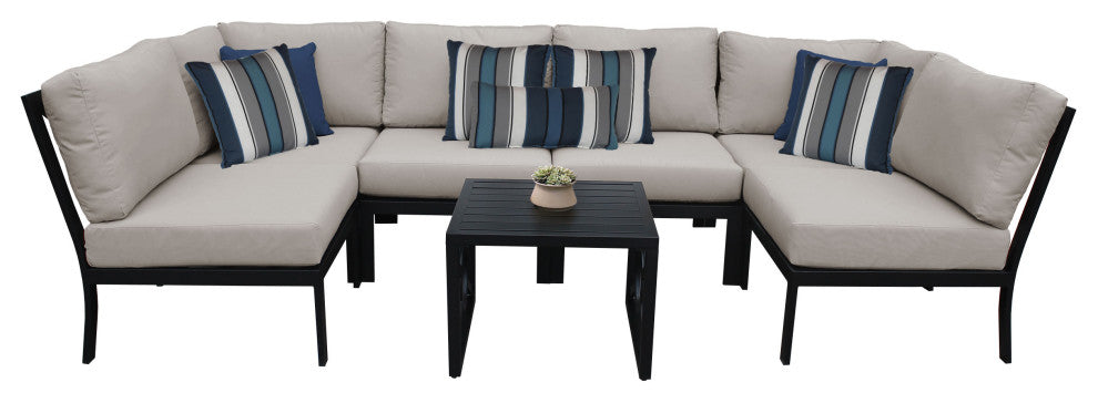 kathy ireland Madison Ave. 7 Piece Aluminum Patio Furniture Set 07c, Truffle