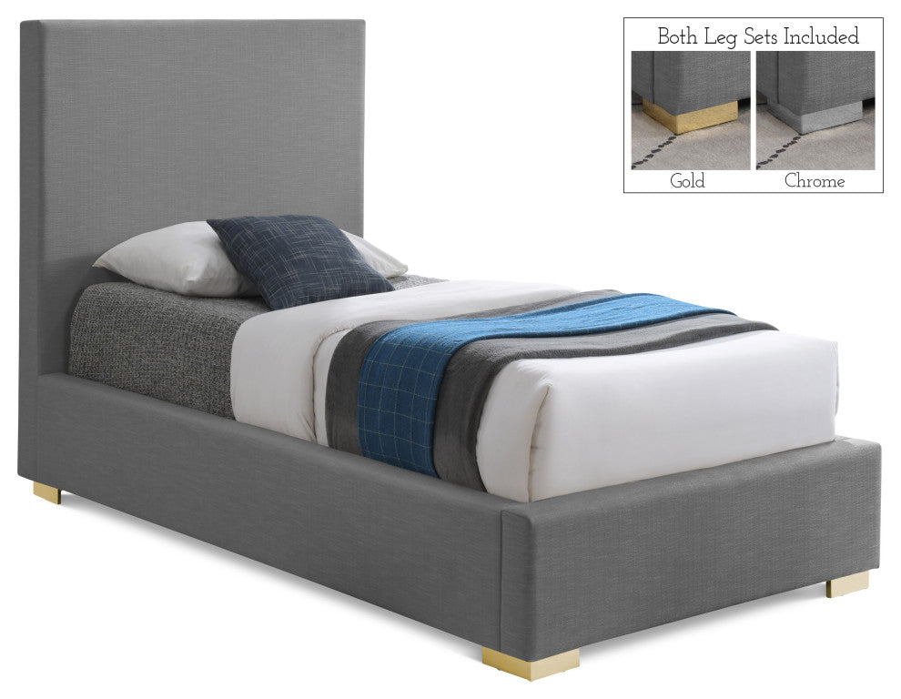 Crosby Linen Upholstered Bed, Gray, Twin
