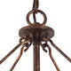 LNC Farmhouse 4-Light Bronze/Off-White Sqaure Wood Chandelier