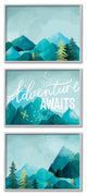 Icy Panoramic Adventure Awaits Outdoor Motivational Phrase, 3pc, each 14 x 11