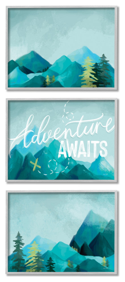 Icy Panoramic Adventure Awaits Outdoor Motivational Phrase, 3pc, each 14 x 11