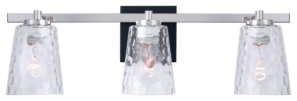 3-Light Modern Brushed Nickel Wall Sconce Vanity Light With Crystal Lampshade