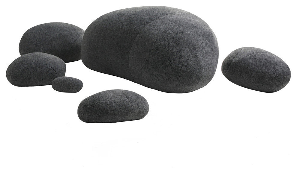 6-Piece  Pebble Stone Rock Pillows Dark Gray