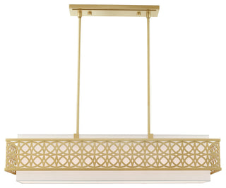 Soft Gold Fretwork, Ornamental, Transitional, Sophisticated Linear Chandelier