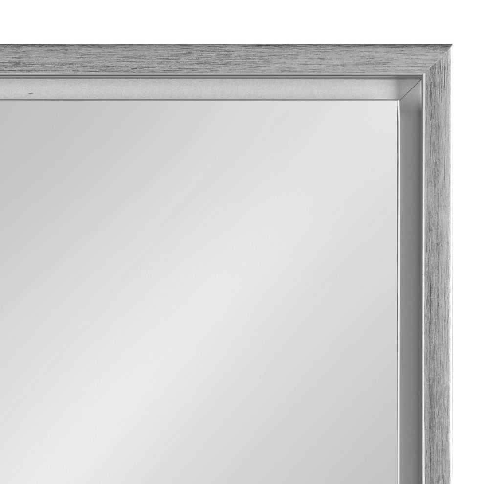 Evans Framed Floating Wall Mirror, Silver 24x36