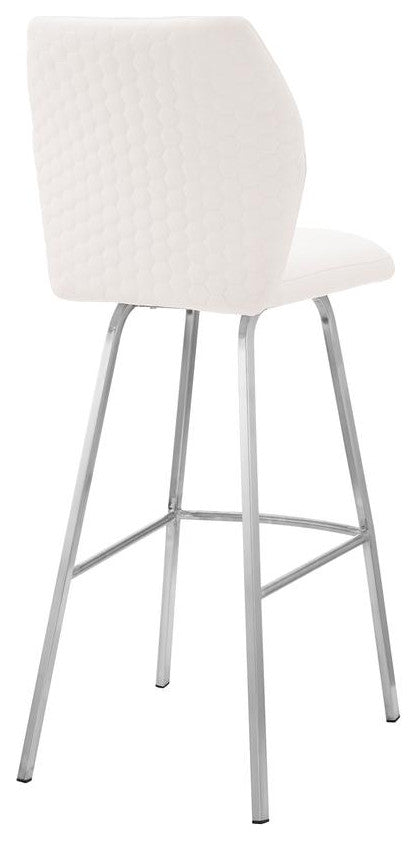 Tandy White Faux Leather and Brushed Stainless Steel 26" Counter Stool