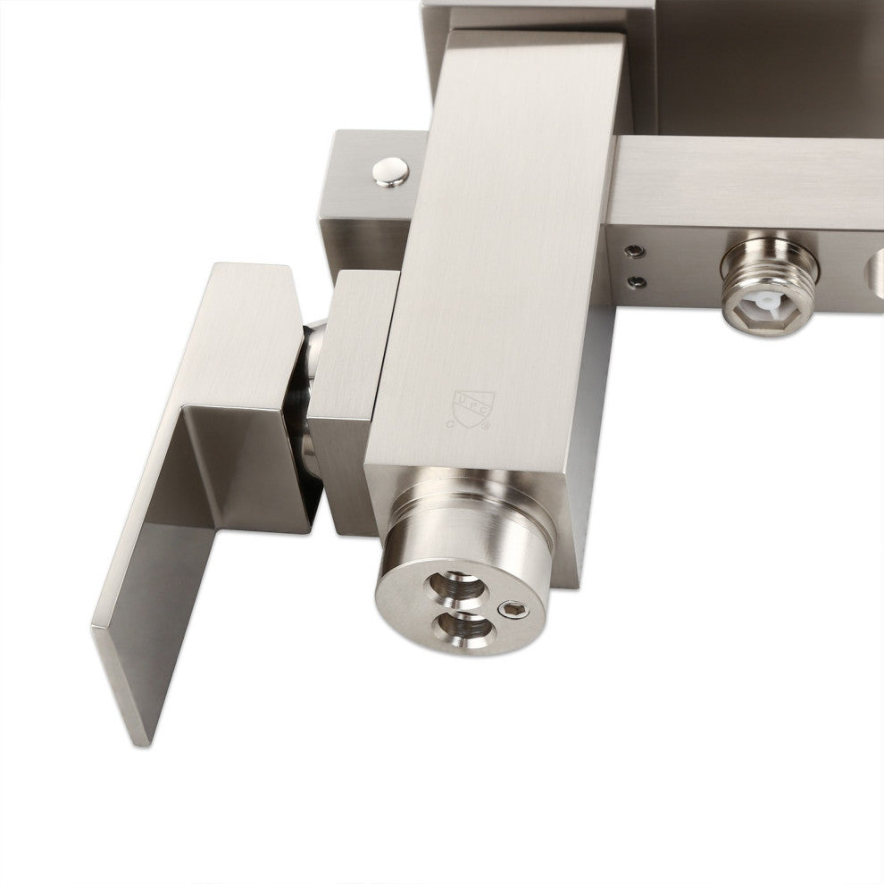 Modern Waterfall Freestanding Bathroom Bathtub Faucet Floor Mount Tub Filler, Brushed Nickel