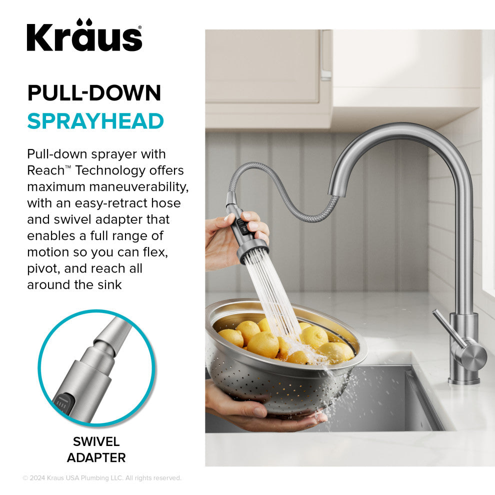 Bolden Sensor 2-Function Pull-Down 1-Handle Kitchen Faucet, Brushed Brass