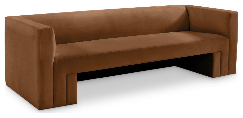 Henson Velvet Upholstered Sofa, Saddle