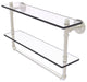 Pipeline Doulbe Glass Shelf with Towel Bar, Satin Nickel, 22"