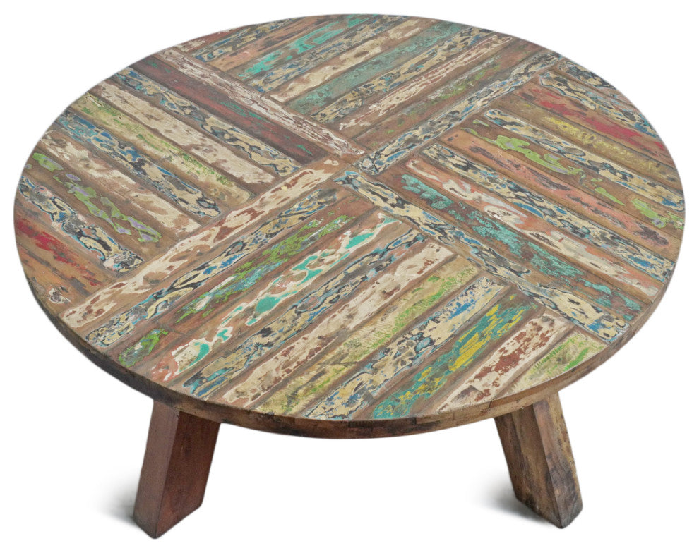 Reclaimed Round Boat Wood Coffee Table 3