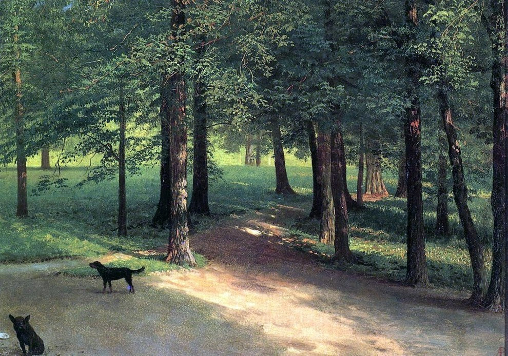 Albert Bierstadt Irvington Woods, Gallery Wrapped Canvas Print, 18"x27"