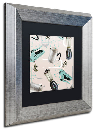 Color Bakery 'Fifties Patterns I' Art, Silver Frame, Black Matte, 11"x11"