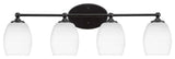 Capri 4-Light Bath Bar, Matte Black/White Matrix