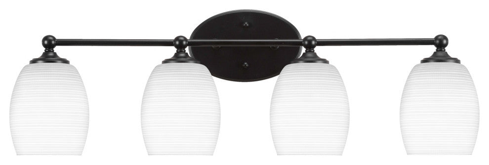 Capri 4-Light Bath Bar, Matte Black/White Matrix