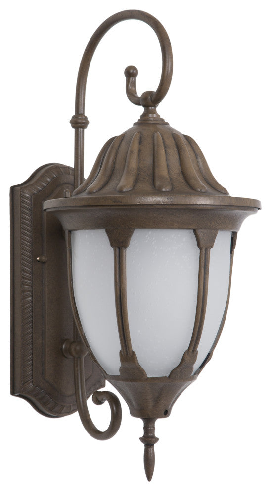 Fluorescent Exterior Sconce, Brown With Frosted Glass