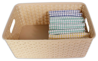 Plastic Rattan Storage Box Basket Organizer, Gray, Medium-Pack of 1