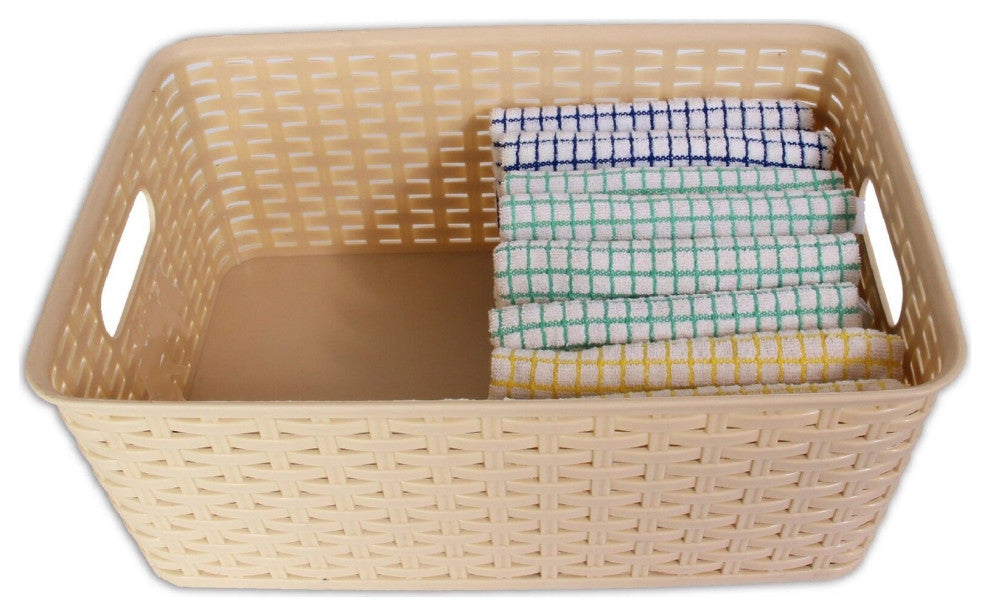 Plastic Rattan Storage Box Basket Organizer, Gray, Medium-Pack of 1