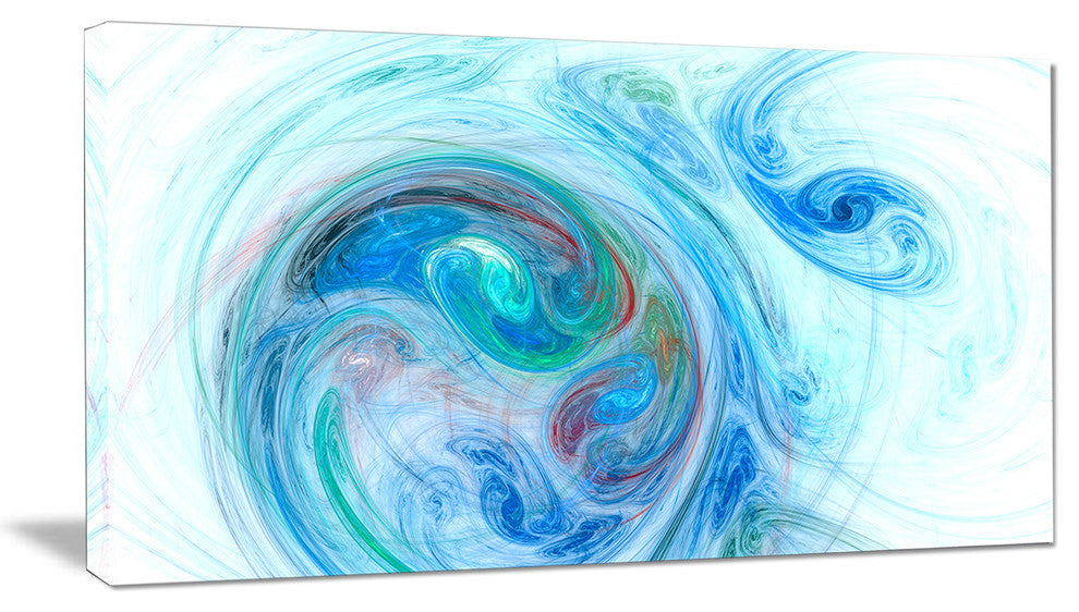 Light Blue Fractal Illustration, Abstract Canvas Wall Art, 32x16