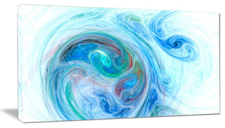 Light Blue Fractal Illustration, Abstract Canvas Wall Art, 32x16