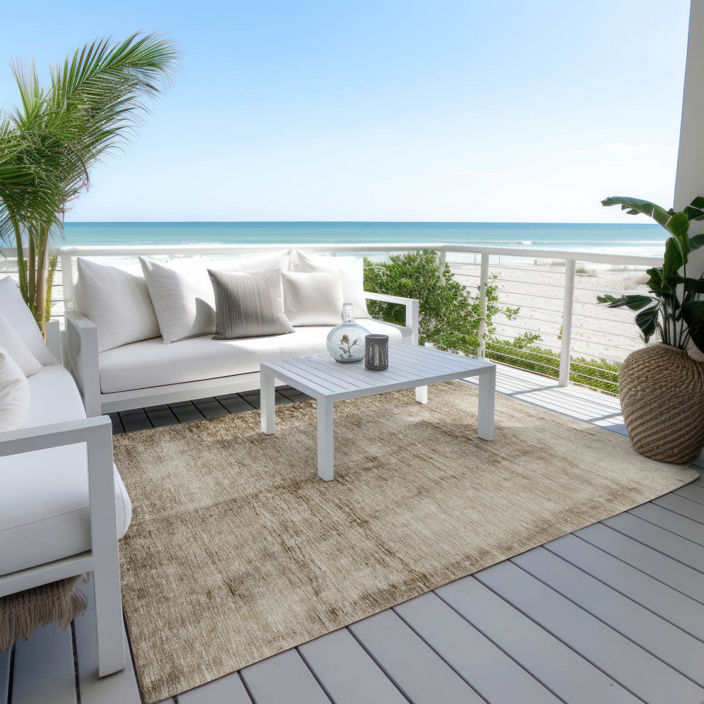 Machine Washable Indoor/Outdoor Chantille ACN1884 Beige 5' x 7'6" Rug