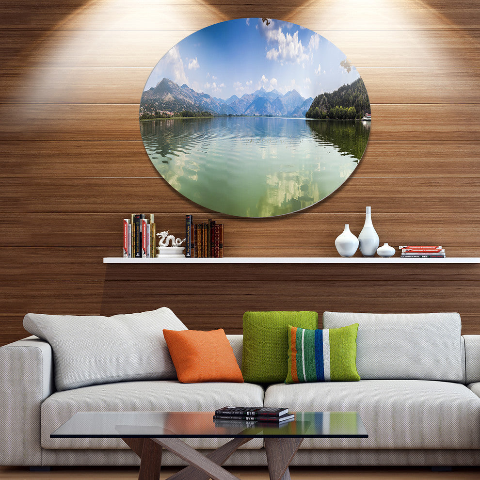 Kastoria Lake Greece Panorama, Landscape Round Wall Art, 11"