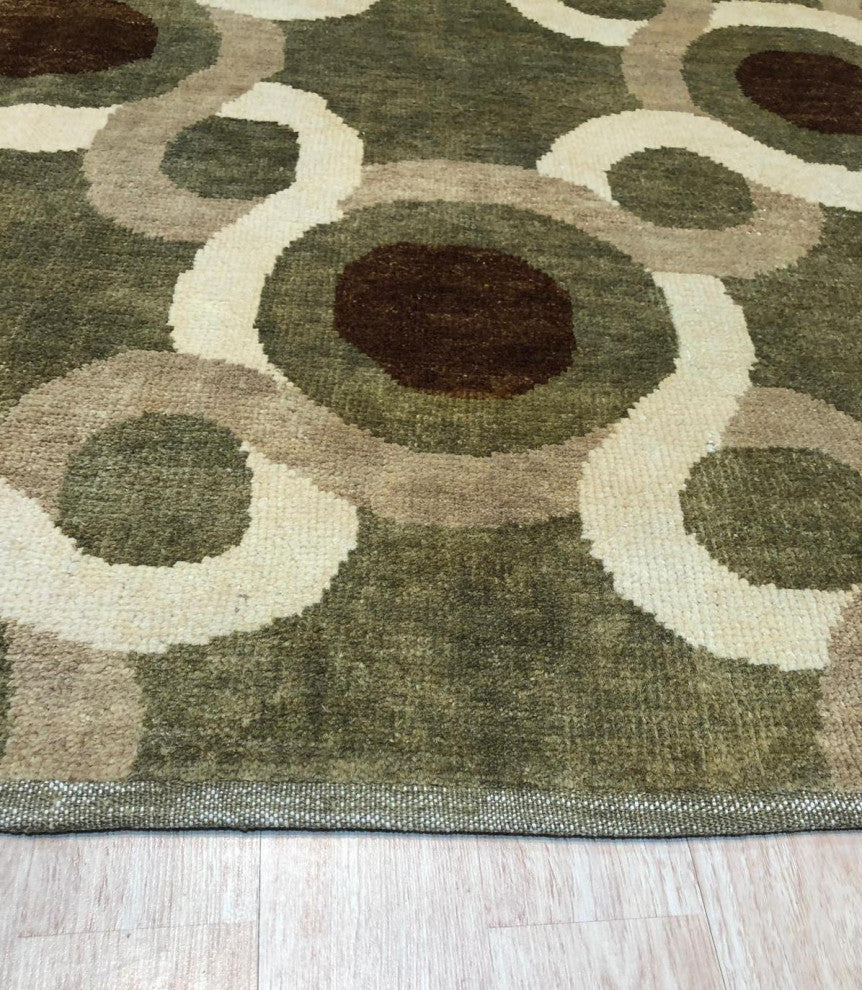 Green Transitional Geometric Ningxia Area Rug