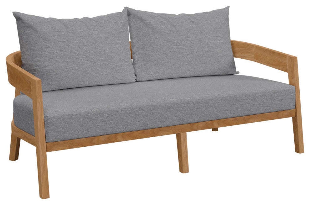 Brisbane 6-Piece Teak Wood Outdoor Patio Set, Natural Gray