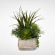 Artificial Succulent Arrangement With Grass in a Stone Pot