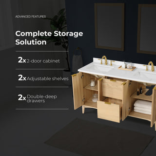 OVE Decors Gabi Single Sink Bathroom Vanity, Rustic Ash, 60", Double Sink