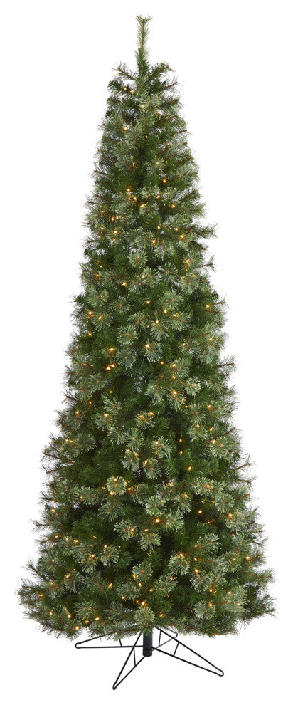 9' Cashmere Slim Faux Xmas Tree W/550 Warm White Lights & 1308 Bendable Branches