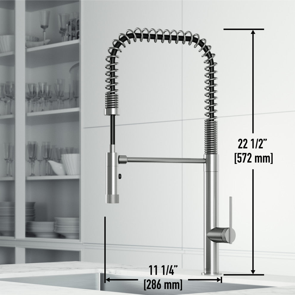 VIGO Sterling 23" H Single Handle Pull-Down Sprayer Kitchen Faucet, Stainless Steel, Without Extras