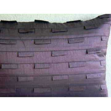 Purple Art Silk 12"x18" Solid Color Pintucks Pillows Cover, Plum Stripe