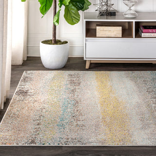 Contemporary POP Modern Abstract Vintage Area Rug, Cream/Yellow, 4 X 6