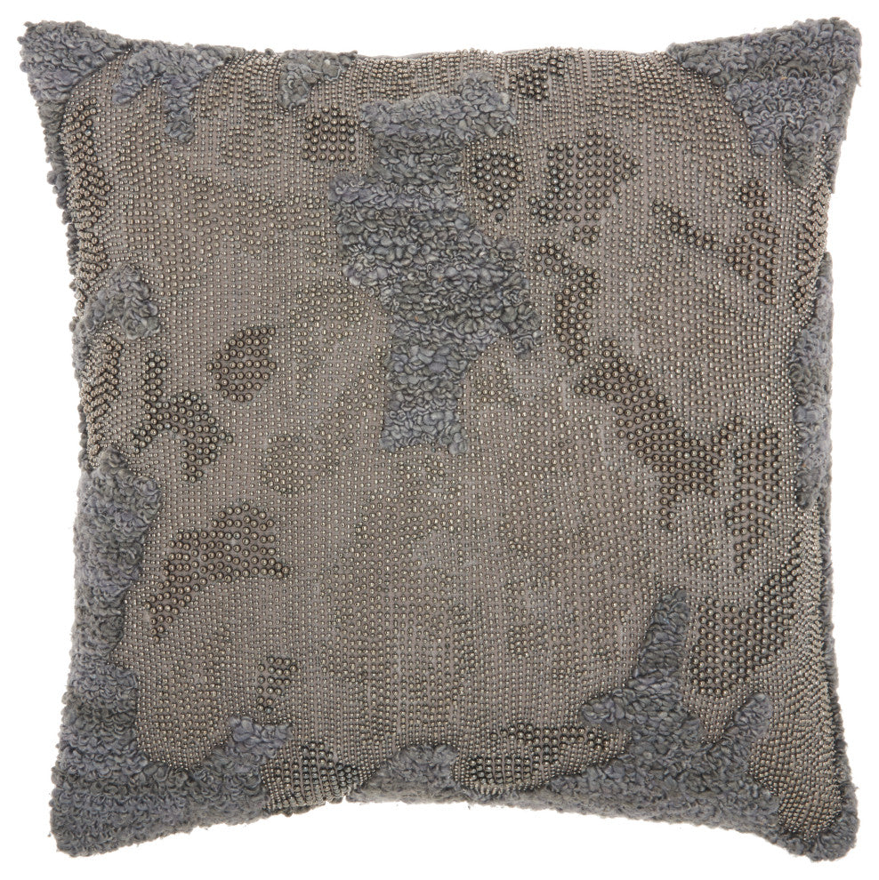 Nourison Home 18"x18" Luminescence Distressed Texture Charcoal Throw Pillows