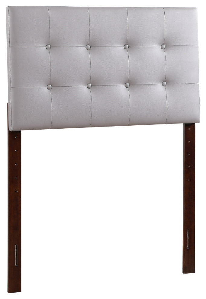 Novo 2 Faux Leather Adjustable Headboard, Light Gray, Twin
